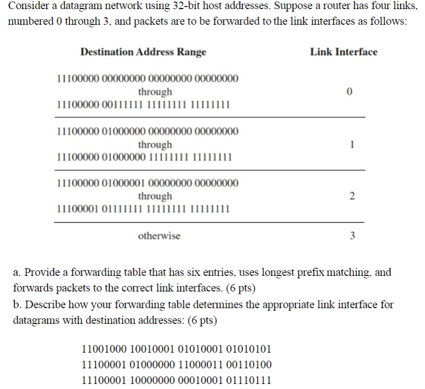 Solved Consider a datagram network using 32-bit host | Chegg.com