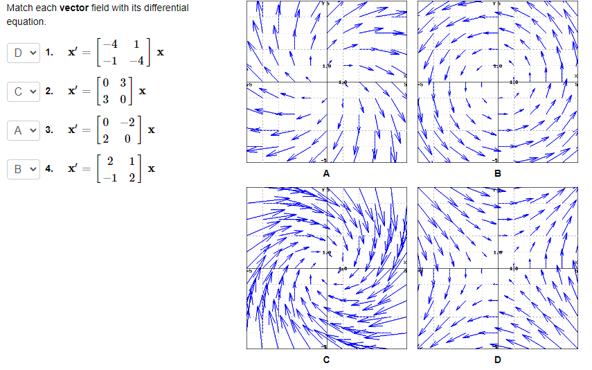 Solved Match each vector field with its differential Match | Chegg.com