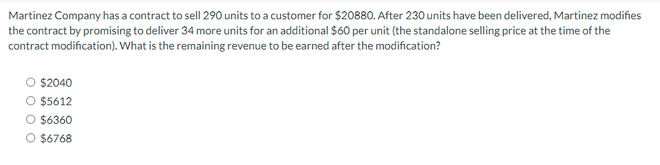 Solved 0Martinez Company has a contract to sell 290 ﻿units | Chegg.com