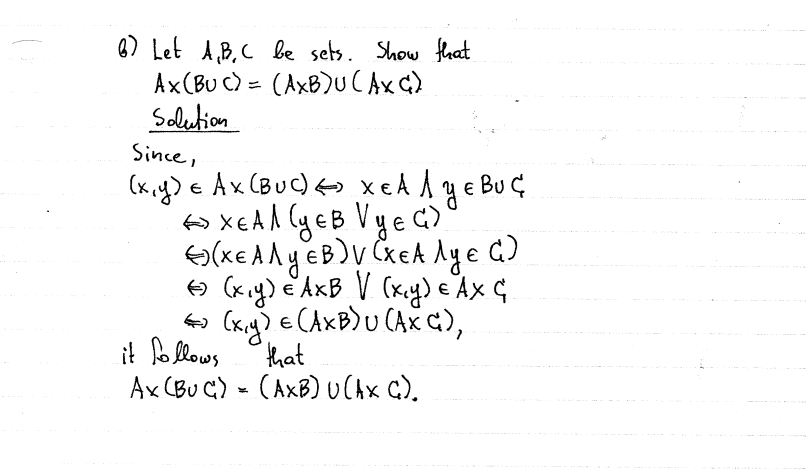 Solved Let A, B, C Be Three Sets. Show That A × (B ∩ C) = (A | Chegg.com