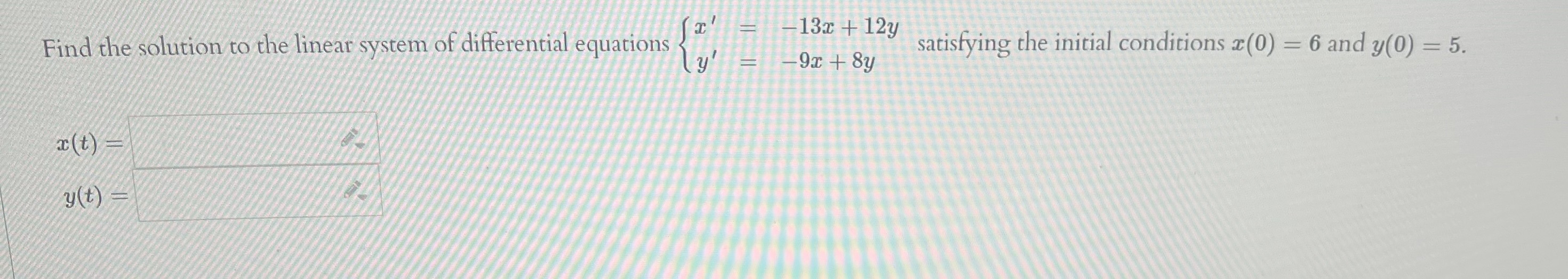 Solved Find the solution to the linear system of | Chegg.com