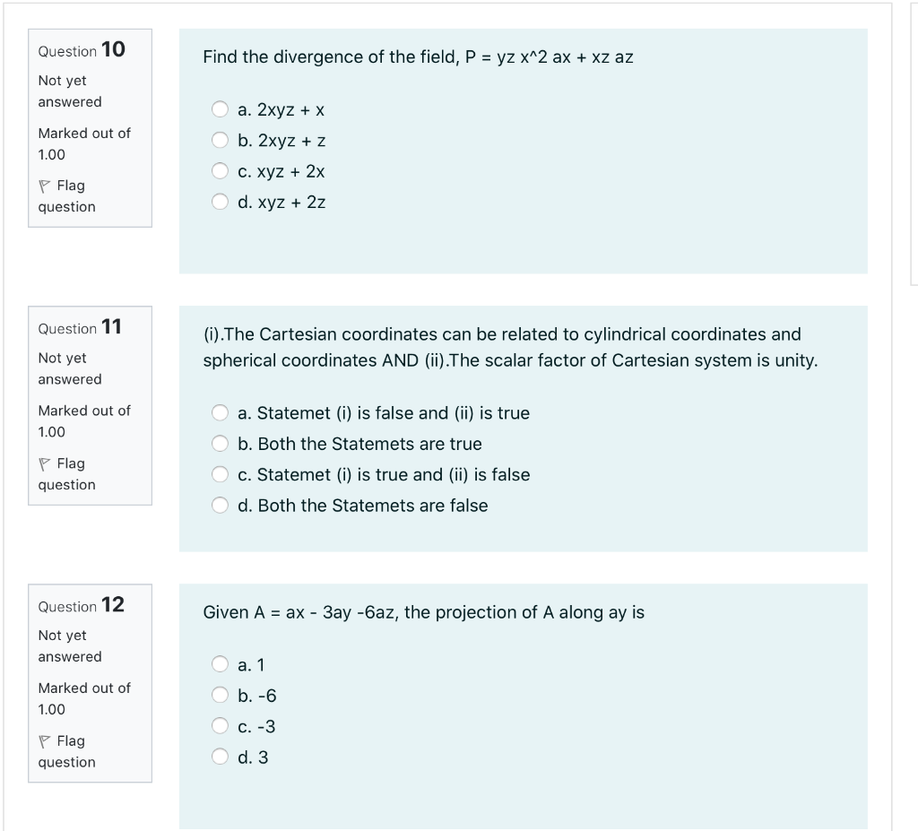 Solved Question 10 Find The Divergence Of The Field P Chegg Com