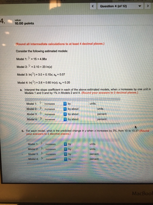 Solved Consider The Following Estimated Models: Model 1: Y | Chegg.com