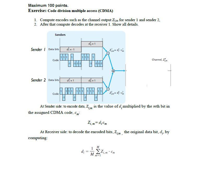 Maximum 100 points. Exercise: Code division multiple | Chegg.com