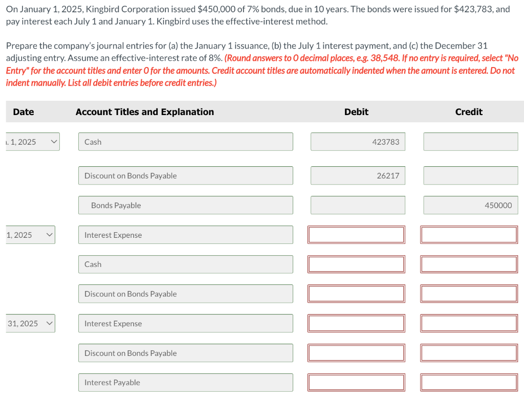 Solved On January 1,2025 , Kingbird Corporation issued  Chegg.com