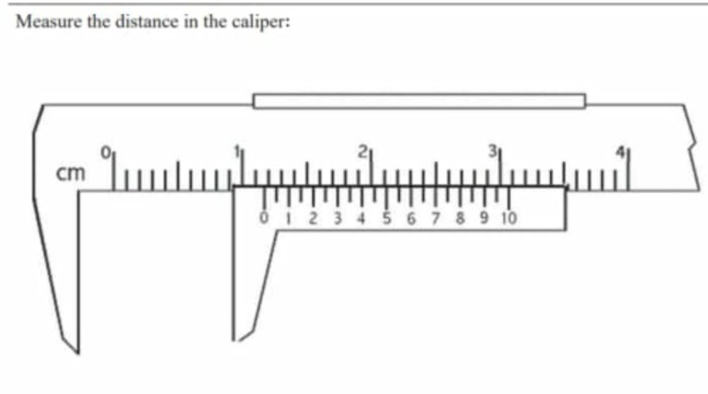 Solved Measure the distance in the caliper: cm سارا انس 0 1 | Chegg.com