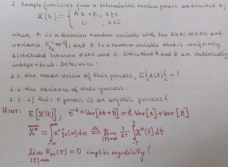 Solved 2. Sample Functions From A Deterministic Random | Chegg.com