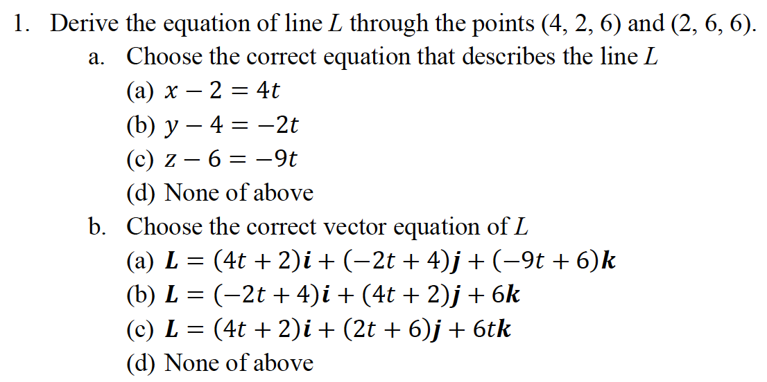 Solved Derive the equation of line L through the points | Chegg.com