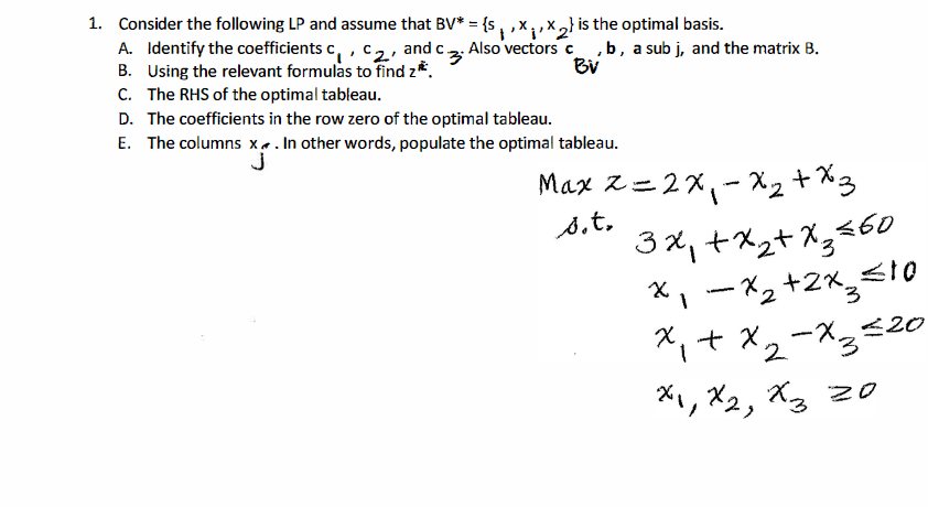 Solved 1 Consider The Following Lp And Assume That Bv Chegg Com