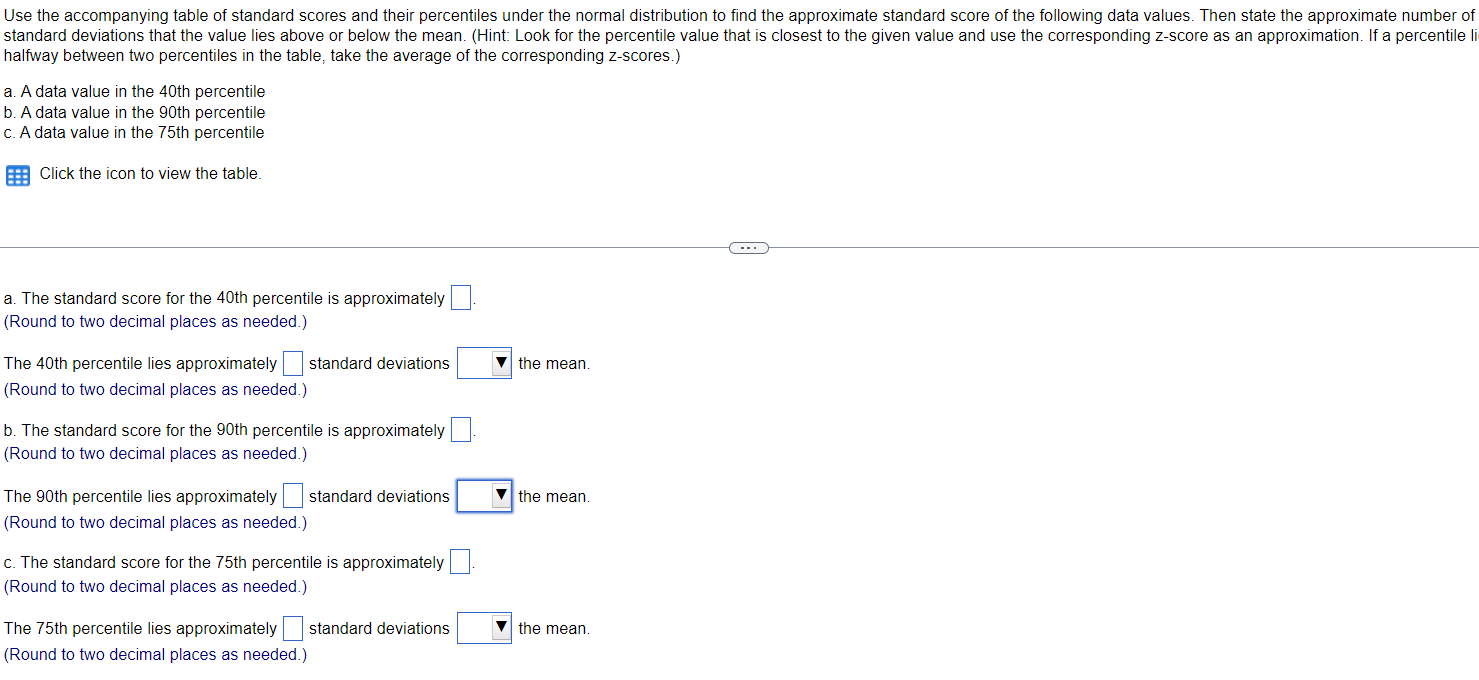 Solved halfway between two percentiles in the table, take