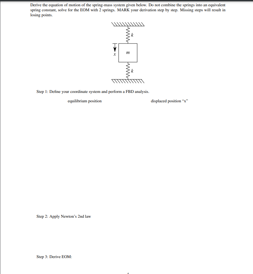 Solved Derive The Equation Of Motion Of The Spring-mass | Chegg.com