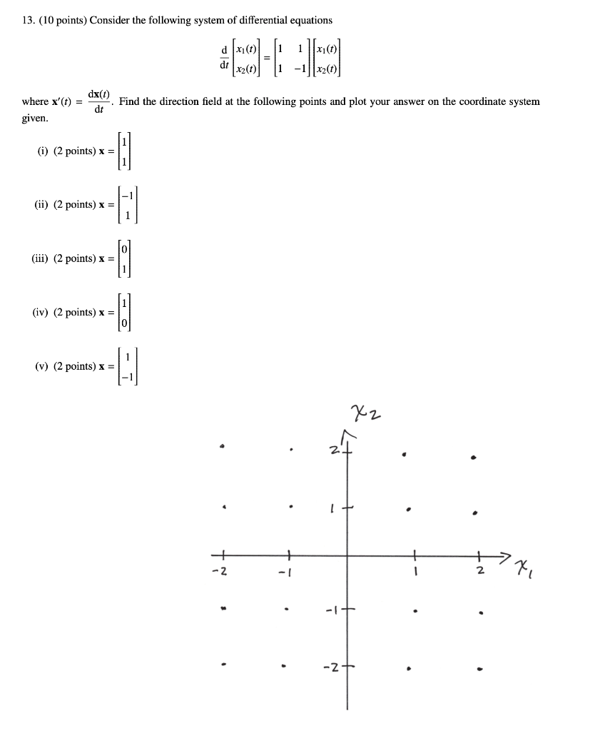 Solved 13. (10 points) Consider the following system of | Chegg.com
