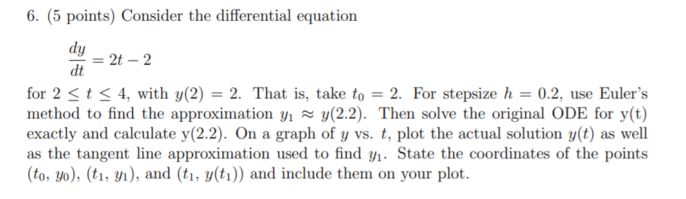 Solved 6. (5 points) Consider the differential equation dy = | Chegg.com