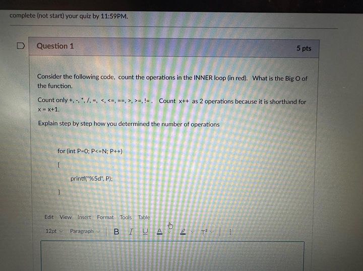 Solved Consider the following code, count the operations in | Chegg.com