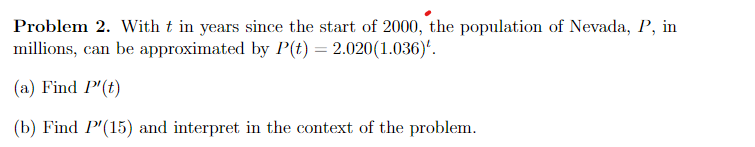 Solved Problem 2. With t in years since the start of 2000, | Chegg.com