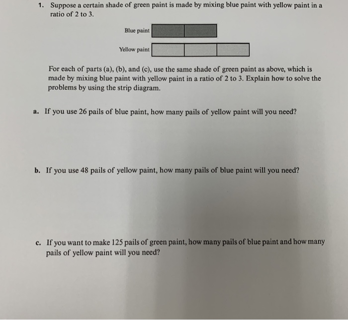 Solved Suppose a certain shade of green paint is made by