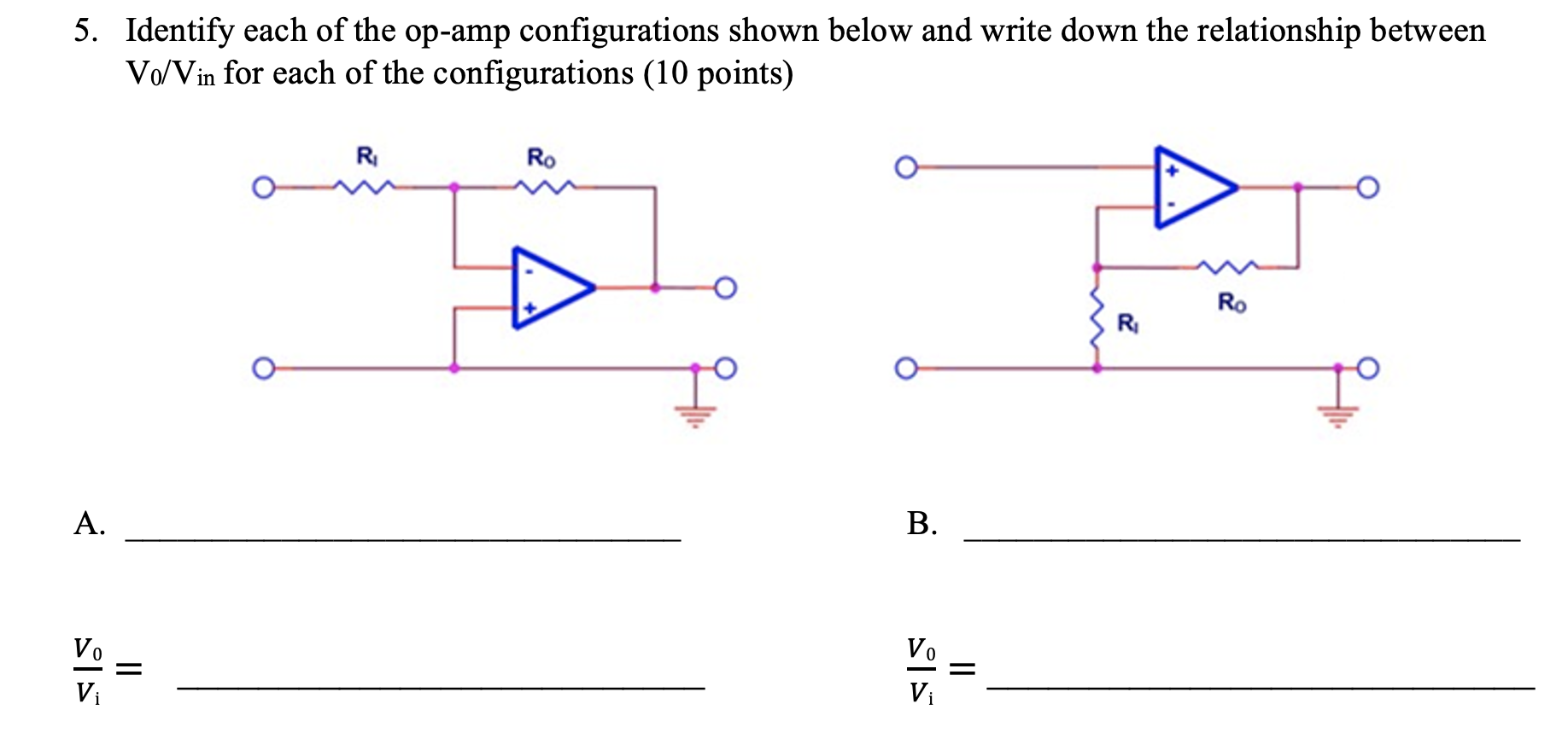 Solved 5. Identify each of the op-amp configurations shown | Chegg.com