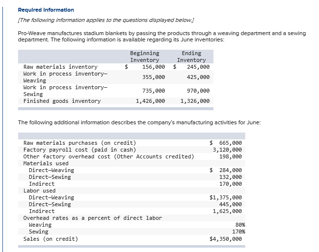 Solved Required Information The following information
