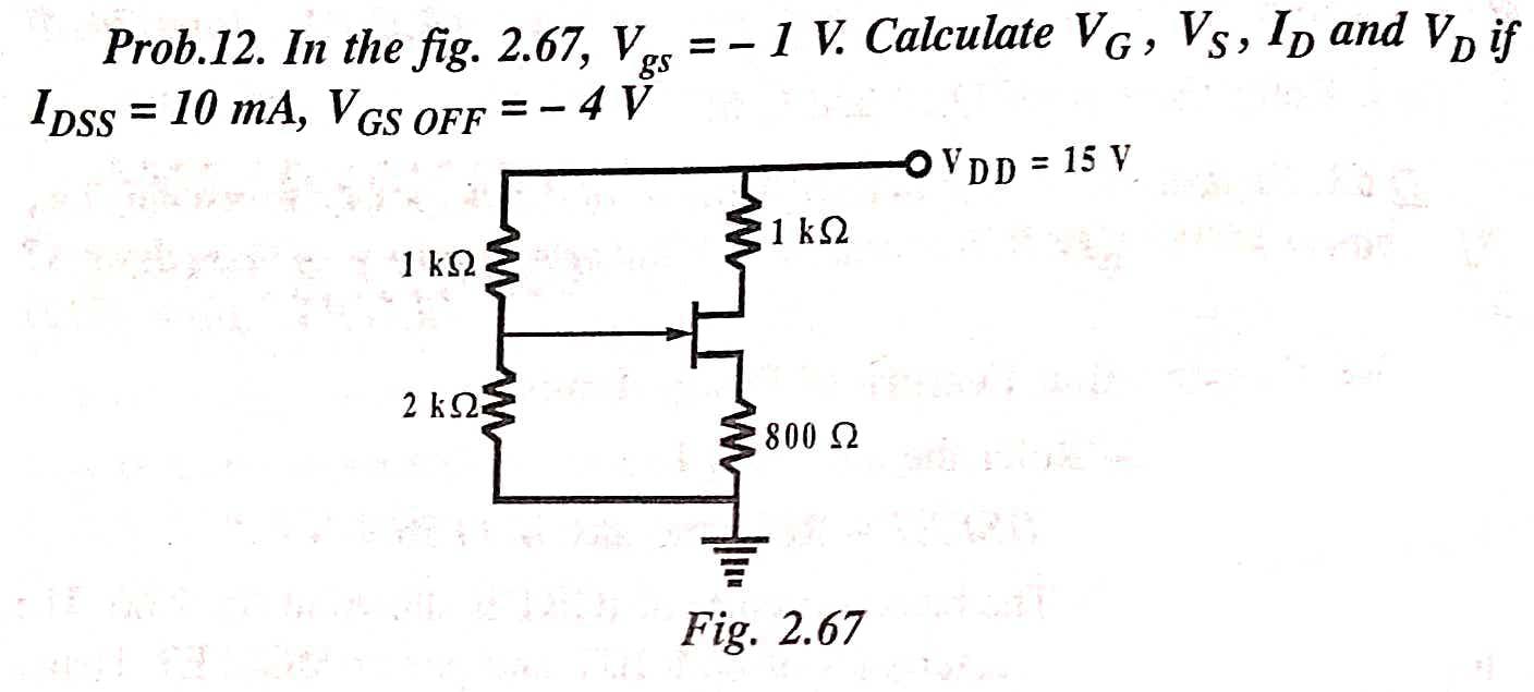 Solved gs Prob.12. In the fig. 2.67, Ves = - 1 V. Calculate | Chegg.com