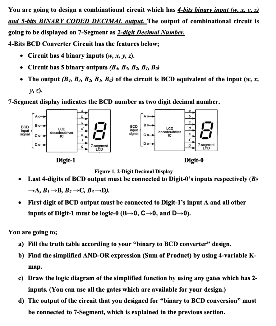 Solved You are going to design a combinational circuit which | Chegg.com