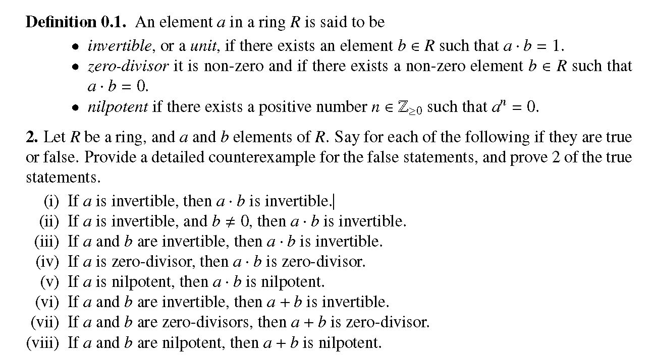 Solved If Ris commutative ring and a,b ER such that a b is a | Chegg.com