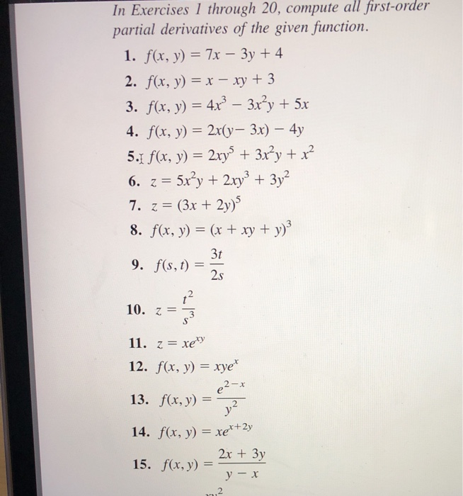 In Exercises 1 Through Compute All First Order Chegg Com