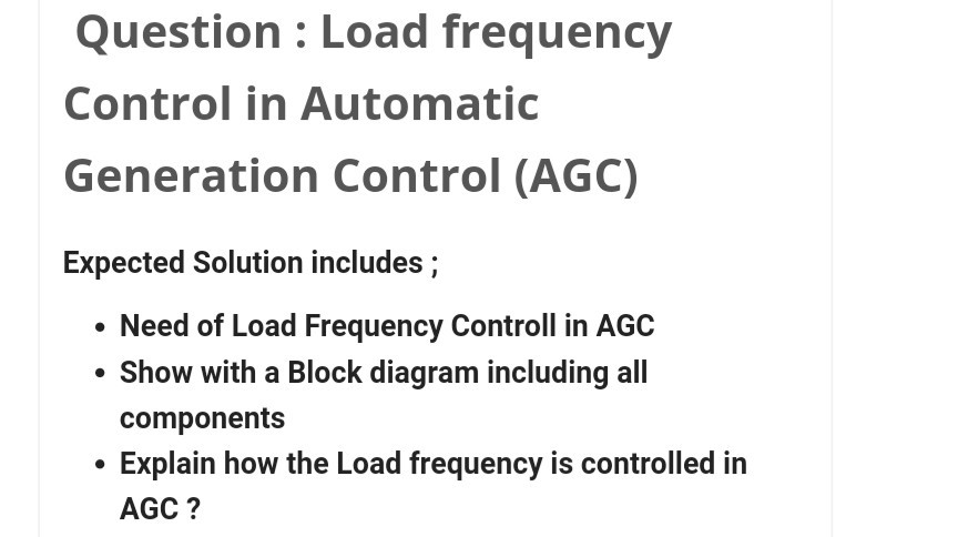 Solved Question Load frequency Control in Automatic | Chegg.com