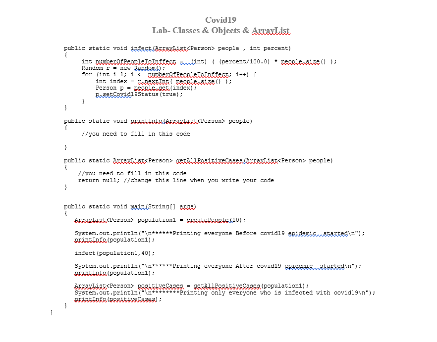 Solved Java language For this Lab , you are given 2 classes, | Chegg.com
