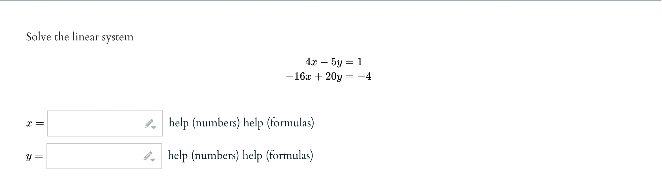solved-solve-the-linear-system-4x-5y-16x-20y-1-4-x-y-help-chegg