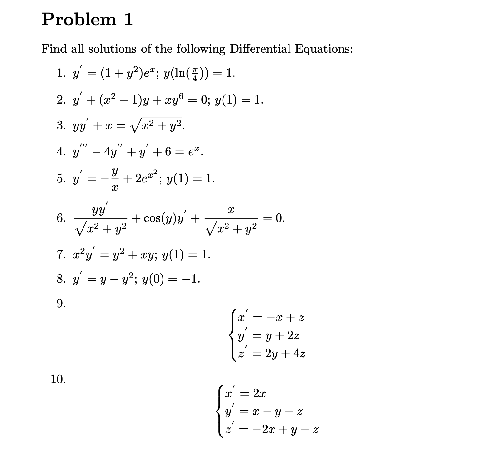 Solved Find all solutions of the following Differential | Chegg.com