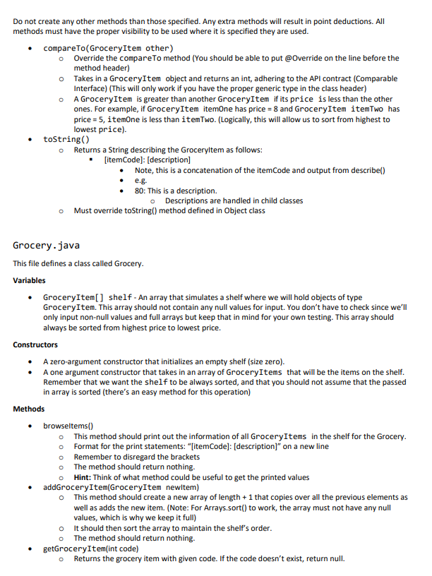 Solved Homework 06 - Grocery Store Problem Description | Chegg.com