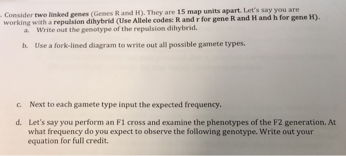 Solved Consider Two Linked Genes (Genes R And H). They Are | Chegg.com