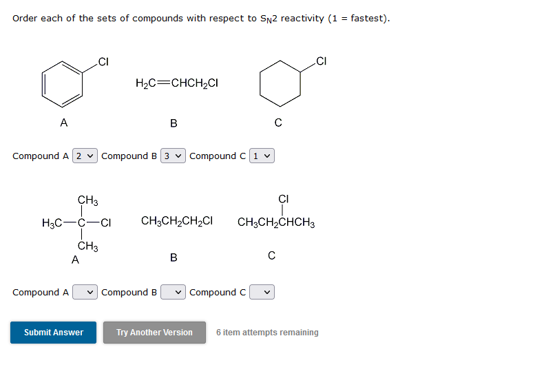 Solved Order each of the sets of compounds with respect to | Chegg.com