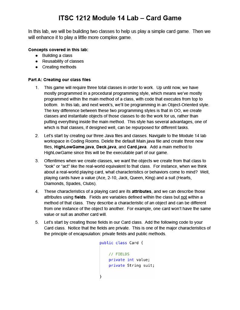 Solved In this lab, we will be building two classes to help | Chegg.com