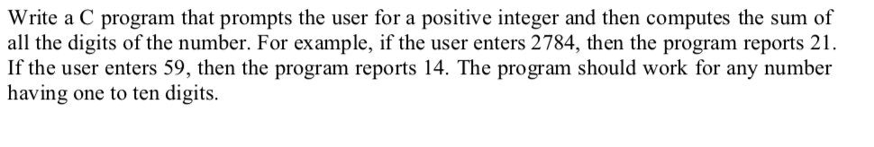 Solved Write a C program that prompts the user for a | Chegg.com