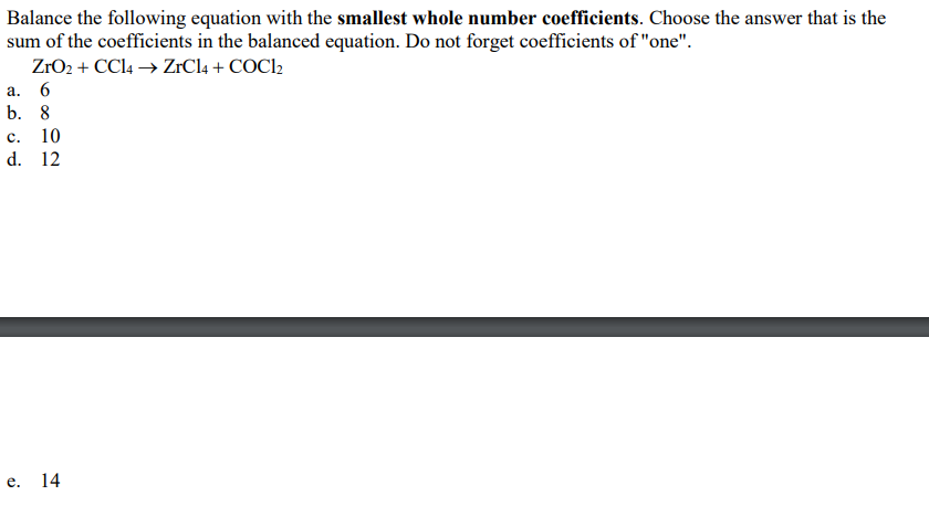 Solved Balance the following equation with the smallest | Chegg.com