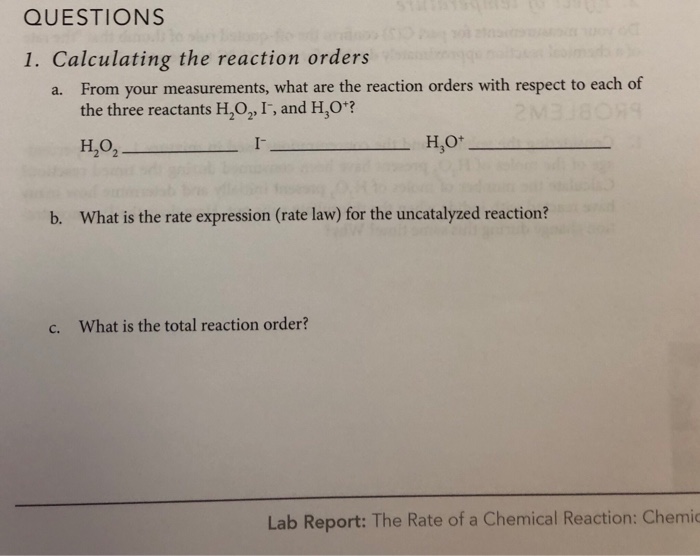 Solved B. REACTION RATE MEASUREMENTS Make a single | Chegg.com