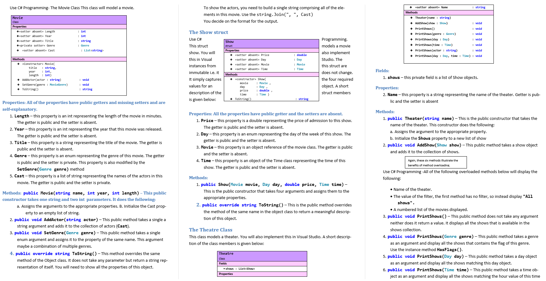 Solved Use C# Programming- The Movie Class This class will | Chegg.com