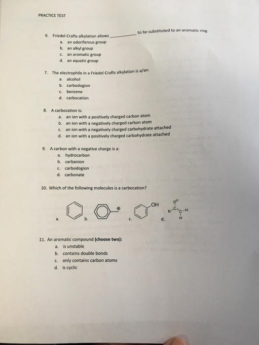 Solved PRACTICE TEST Chem 253 Organic Chemistry Lab Final