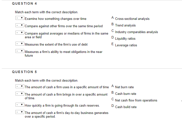 Solved QUESTION 4 Match each term with the correct | Chegg.com