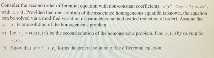 Solved Consider the second order differential equation with | Chegg.com