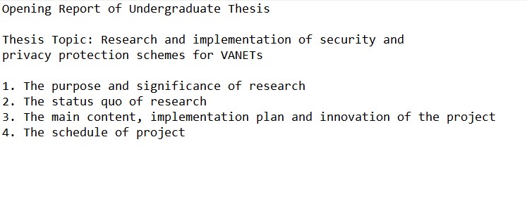 what is opening report for thesis