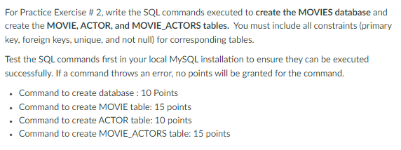 Solved For Practice Exercise # 2, write the SQL commands | Chegg.com