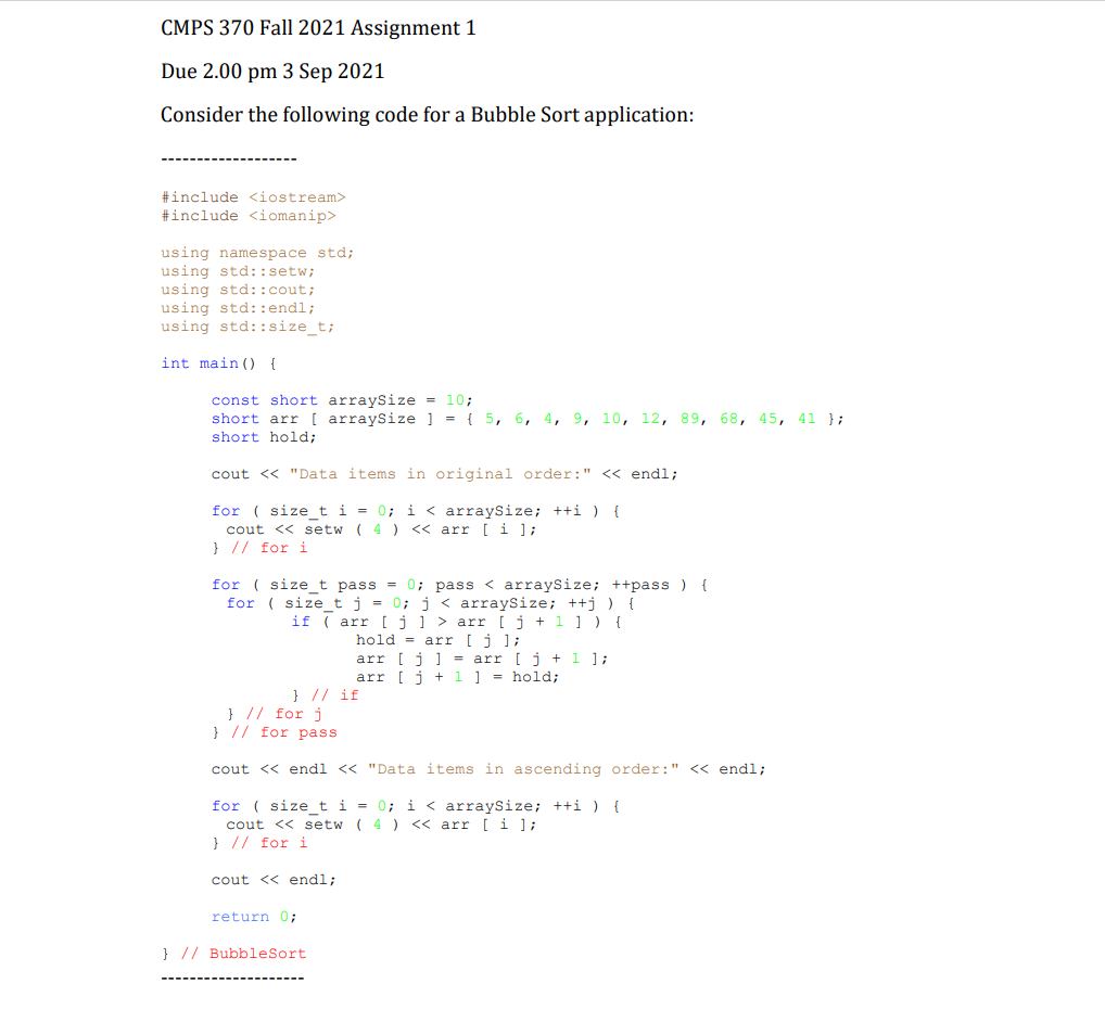 Solved CMPS 370 Fall 2021 Assignment 1 Due 2.00 pm 3 Sep | Chegg.com