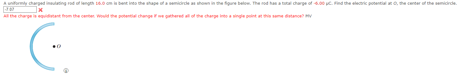 All the charge is equidistant from the center. Would the potential change if we gathered all of the charge into a single poin