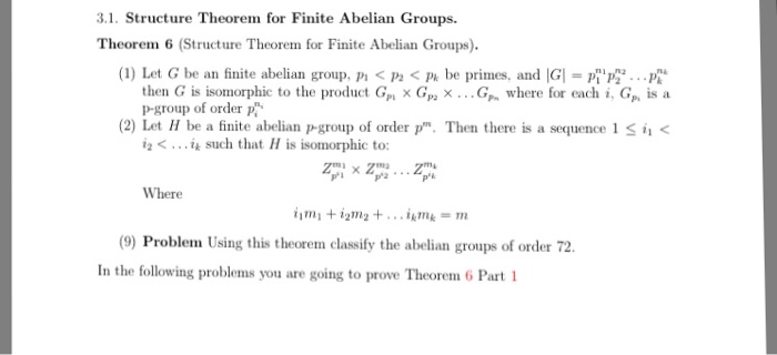 Solved 3 1 Structure Theorem For Finite Abelian Groups