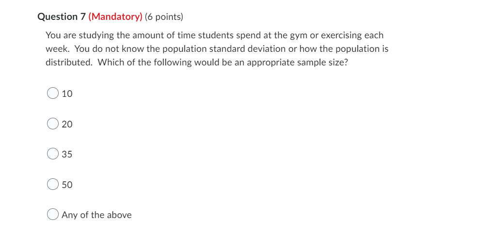 Solved Question 7 (Mandatory) (6 points) You are studying | Chegg.com