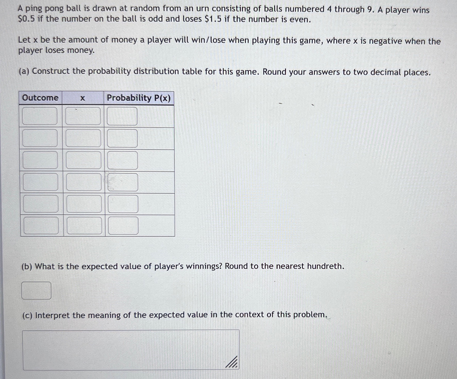 Solved A ping pong ball is drawn at random from an urn | Chegg.com