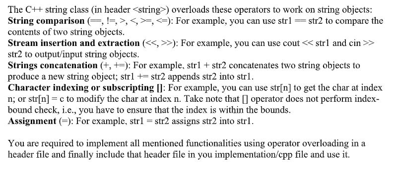 Solved The CH string class (in header ) overloads these | Chegg.com
