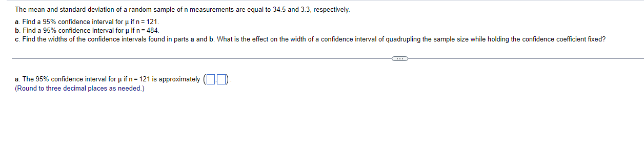 Solved The mean and standard deviation of a random sample of | Chegg.com